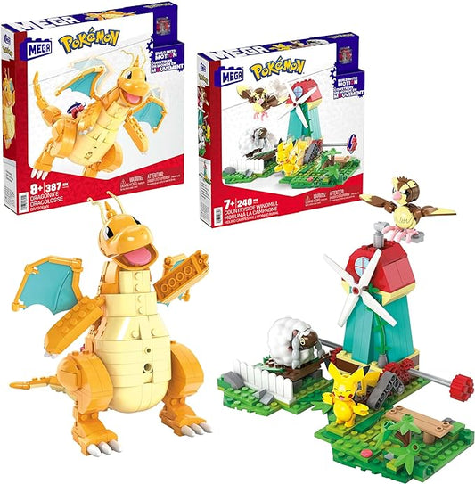 Bundle of MEGA Pokémon Countryside Windmill (240 Pieces)+ MEGA Pokémon Dragonite (388 Pieces) - Figurio