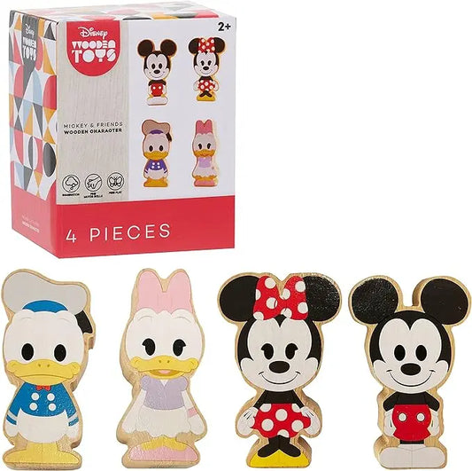 Disney Wooden Toys 4-Piece Figure Set with Mickey Mouse, Minnie Mouse, Daisy Duck, and Donald Duck, Kids Toys for Ages 2 Up by Just Play - Figurio