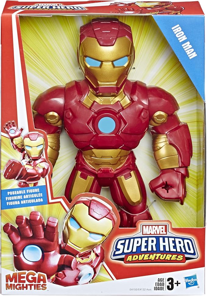 Playskool Heroes Marvel Super Hero Adventures Mega Mighties Iron Man Collectible 10-Inch Action Figure, Toys for Kids Ages 3 and Up, Brown - Figurio