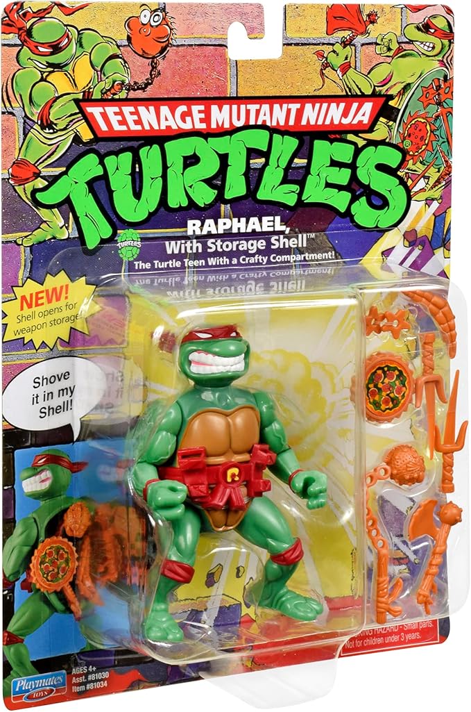 Teenage Mutant Ninja Turtles: 4” Original Classic Storage Shell Raphael Basic Figure by Playmates Toys - Figurio