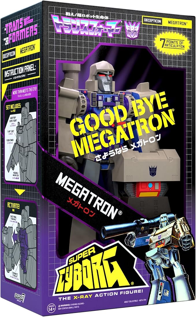 Super7 Super Cyborg Transformers Goodbye Megatron - 12" Transformers Action Figure with Accessory Classic Cartoon Collectibles and Retro Toys - Figurio