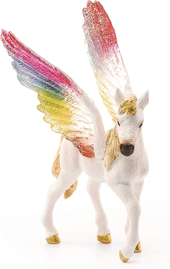 Schleich Bayala Mythical Winged Rainbow Baby Unicorn Foal Figurine - Featuring Majestic Pegasus and Glitter Details, Highly Durable and Fun Imaginative Toy for Boys and Girls, Gift for Kids Ages 5+ - Figurio