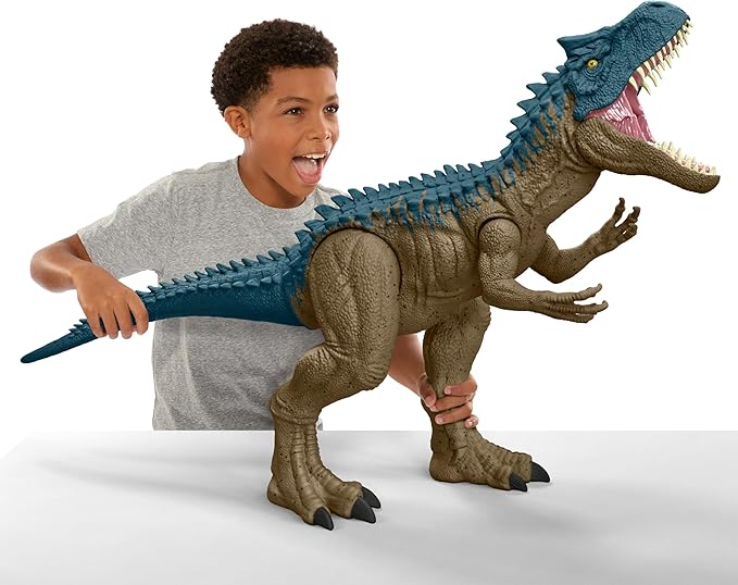 Mattel Jurassic World Super Colossal Allosaurus Action Figure, Extra Large Dinosaur Can Swallow 20 Mini Figures, 38-inch Long XL Action Play Toy - Figurio