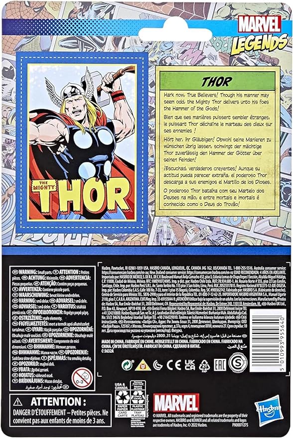 Marvel Hasbro Legends Series 3.75-inch Retro 375 Collection Thor Action Figure Toy,1 Accessory - Figurio