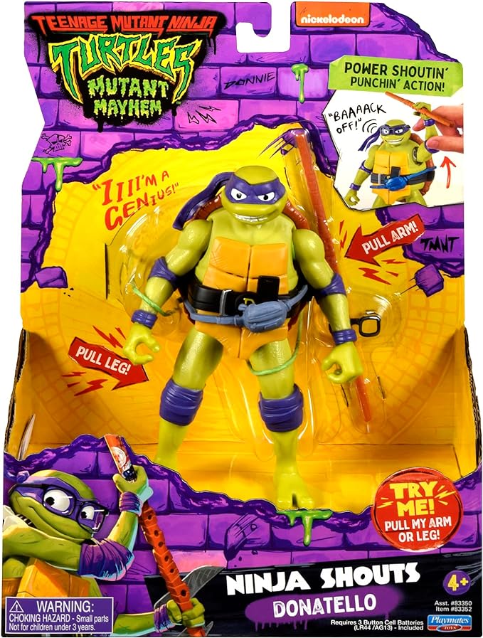 Teenage Mutant Ninja Turtles: Mutant Mayhem 5.5” Donatello Deluxe Ninja Shouts Figure by Playmates Toys - Figurio