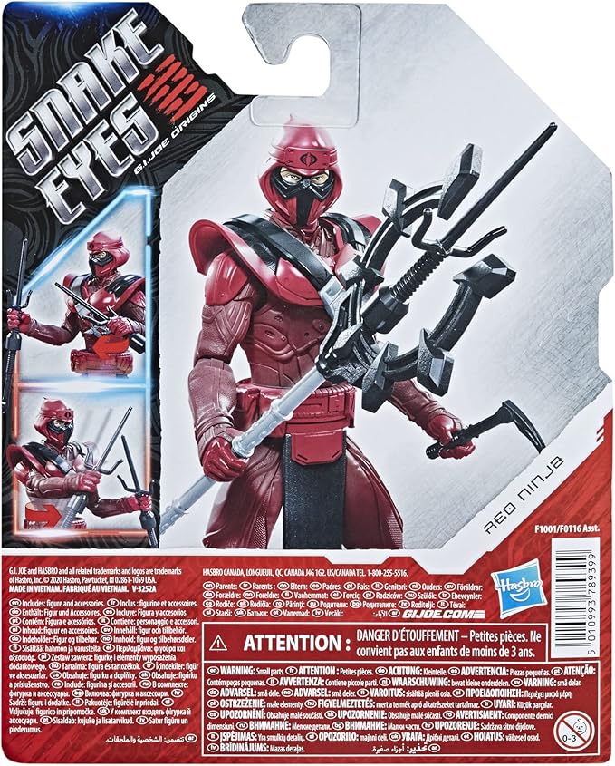 G.I. Joe Snake Eyes Origins Red Ninja Action Figure Collectible Toy with Action Feature and Accessories, Toys for Kids Ages 4 and Up - Figurio