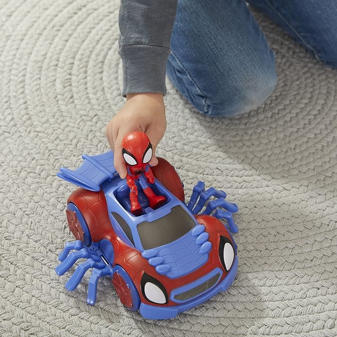 Spidey and His Amazing Friends Marvel Change 'N Go Web-Crawler and Spidey Action Figure, 2-in-1 Vehicle, 4-Inch , for Kids Ages 3 and Up - Figurio