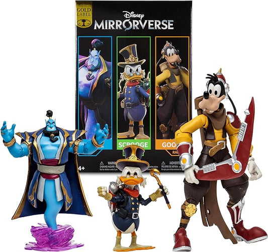 McFarlane Toys - Disney Mirrorverse Genie 5in Scrooge McDuck 5in and Goofy 7in, Action Figure 3pk, Gold Label, Amazon Exclusive - Figurio