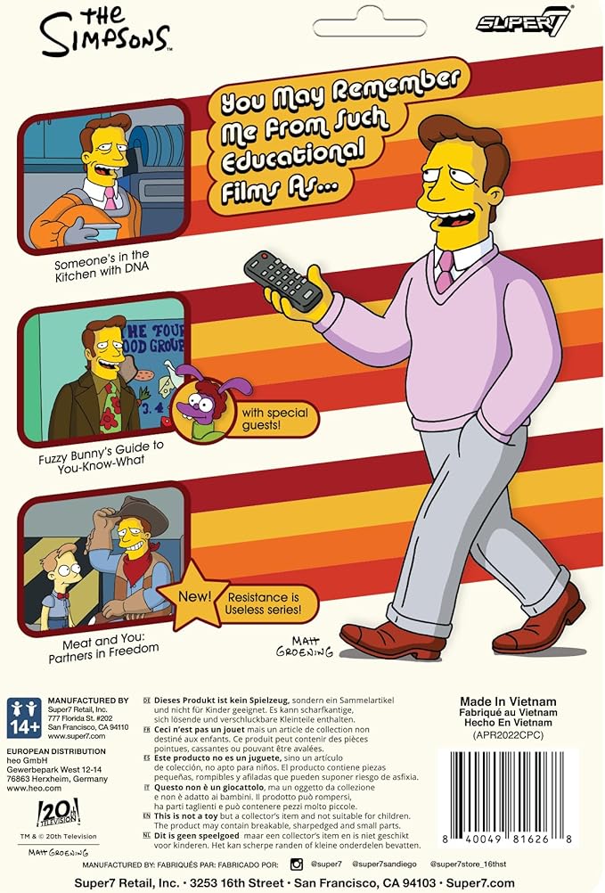 Super7 The Simpsons Troy McClure (Meat and You: Partners in Freedom) - 3.75" The Simpsons Action Figure Classic TV Show Collectibles and Retro Toys - Figurio