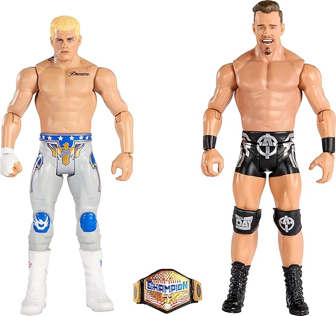 Mattel WWE Moontex Ford vs Angelo Dawkins Championship Showdown Action Figure 2-Pack with The Street Profits Championship, 6-inch - Figurio