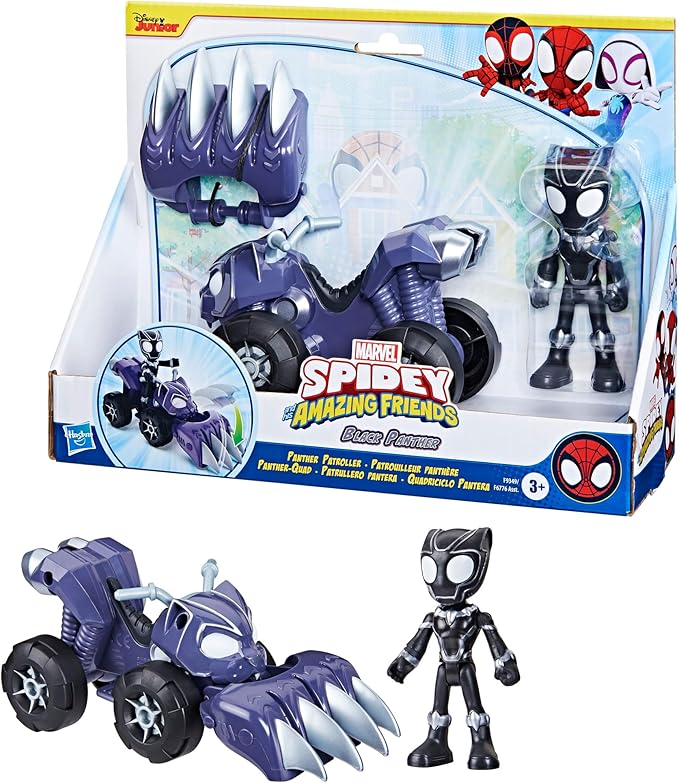 Spidey and his Amazing Friends Marvel Black Panther, Panther Patroller Toy Set with Action Figure and Vehicle, Super Hero Toys for Kids 3 and Up - Figurio