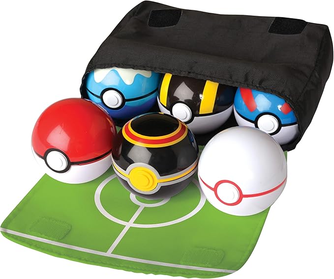 Pokémon Bandolier Set - Features a 2-Inch Pikachu Figure, 2 Clip ‘N’ Go Poke Balls/Belt, and a Carrying Bag - Folds Out Into Battle Mat for 2 Figures - Figurio