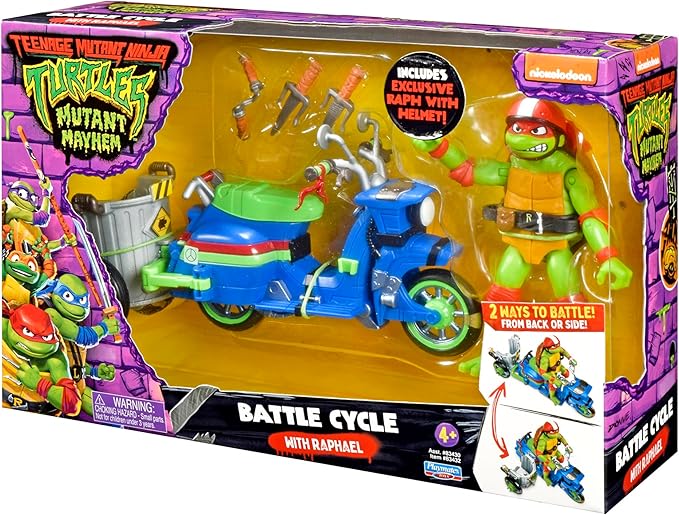 Teenage Mutant Ninja Turtles: Mutant Mayhem Battle Cycle with Exclusive Raphael Figure by Playmates Toys - Figurio