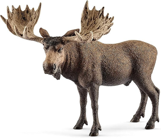 Schleich Wild Life Moose Bull Figurine - Wild Animal Toy Figurine, Durable for Education and Imaginative Play for Boys and Girls, Gift for Kids Ages 3+ - Figurio