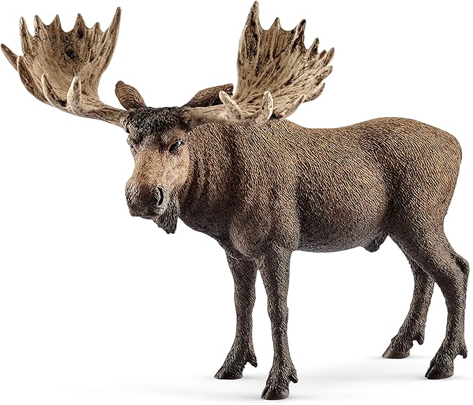 Schleich Wild Life, Animal Figurine, Animal Toys for Boys and Girls 3-8 Years Old, Moose Bull, Ages 3+ - Figurio