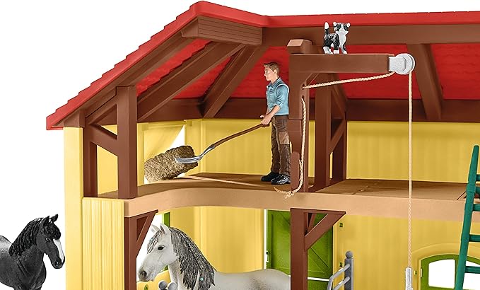 Schleich Farm World, 30-Piece Playset, Farm Toys and Farm Animals for Kids Ages 3-8, Horse Stable 10.5 x 49 x 34.5 cm - Figurio