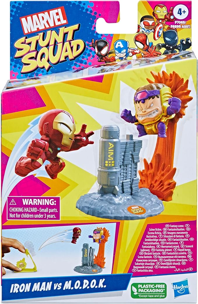 Marvel Stunt Squad Iron Man vs. M.O.D.O.K. Playset, 1.5-Inch Super Hero Action Figures, Toys for Kids Ages 4 and Up - Figurio