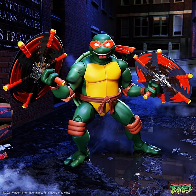 Super7 ULTIMATES! Teenage Mutant Ninja Turtles Michelangelo - 7" TMNT Action Figure with Accessories Classic Cartoon Collectibles and Retro Toys - Figurio