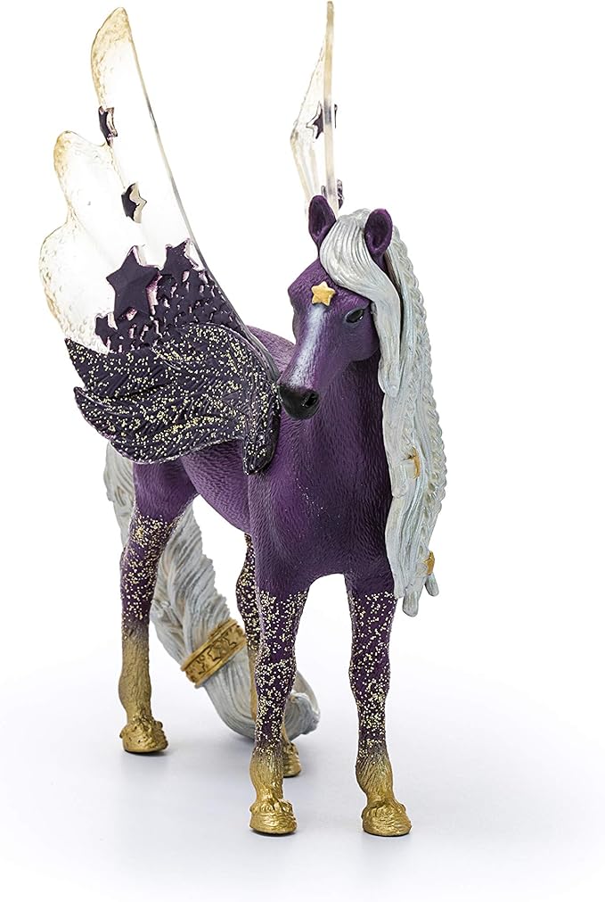 Schleich bayala Star Unicorn Flying Pegasus Figurine - Fantastic Purple and Gold Unicorn Fantasy Figurine, Bring Smile and Joy, Gift for Boys and Girls, Fans of Fantasy, Kids Age 5+ - Figurio