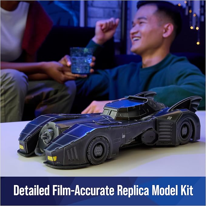 DC Batman Retro Batmobile 3D Puzzle Model Kit with Stand 202 Pcs, Batman Toys Desk Décor, Building Toys, 3D Puzzles for Adults & Teens 12+ - Figurio