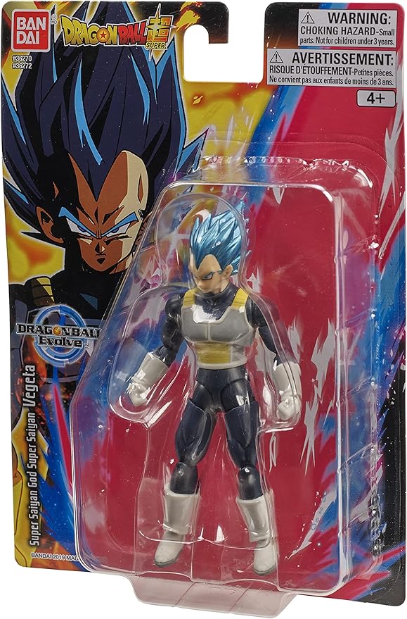 Bandai Namco - Dragon Ball Super - Super Saiyan Blue Vegeta, Dragon Ball Evolve 5" Action Figure - Figurio