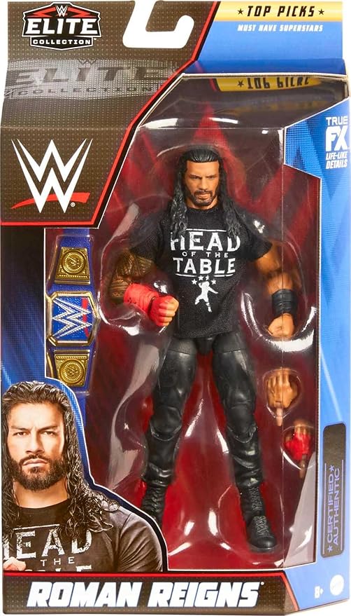 Mattel WWE Roman Reigns Top Picks Elite Collection Action Figure, Articulation & Life-Like Detail, Interchangeable Accessories ,6-in - Figurio