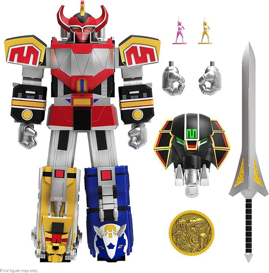 Super7 ULTIMATES! Mighty Morphin Power Rangers Dino Megazord - 8" Power Rangers Action Figure with Accessories Classic TV Show Collectibles - Figurio