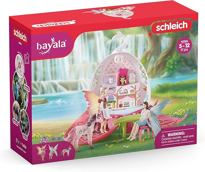 Schleich bayala Fairy Cafe Blossom - 21-Piece Magical Fairy and Unicorn Figurine Playset with Dollhouse and Accessories, Enchanted Play Dollhose for Girls and Boys, Gift Ready, Ages 5-12 - Figurio