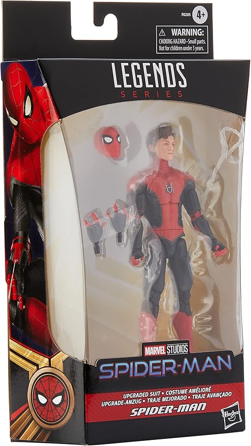 Spider-Man Marvel Legends Series 6-inch Scale Upgraded Suit Spider-Man Action Figure Toy Premium Design and Articulation, 1 Figure, and 4 Accessories Exclusive - Figurio