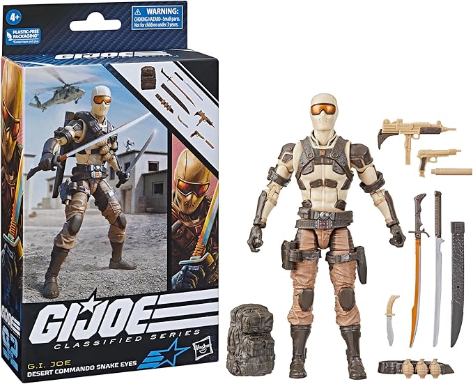 G.I. Joe Classified Series Desert Commando Snake Eyes, Collectible G.I. Joe Action Figures, 92, 6-Inch Action Figures for Boys & Girls, with 9 Accessories - Figurio