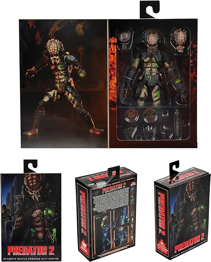 NECA - Predator 2 Ultimate Battle Damaged City Hunter 7 Action Figure, Battle Damaged City Hunger, 8 Inch - Figurio