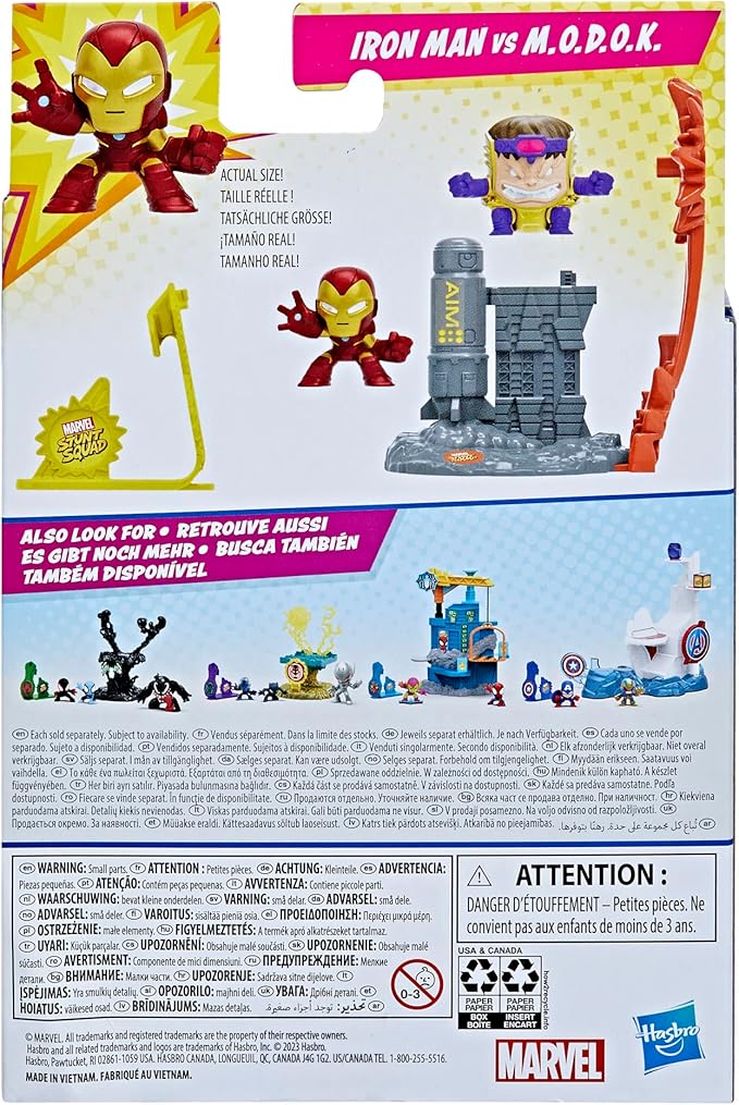 Marvel Stunt Squad Iron Man vs. M.O.D.O.K. Playset, 1.5-Inch Super Hero Action Figures, Toys for Kids Ages 4 and Up - Figurio