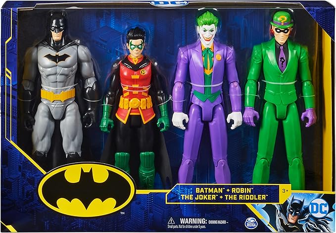 DC Comics, Batman 12-Inch Action Figure Collectible 4-Pack, Toys for Kids and Collectors Ages 3 and up (Styles May Vary) - Figurio