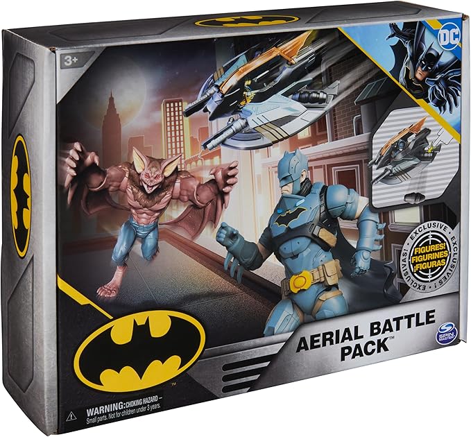 DC Comics, Batman Aerial Battle Pack (Amazon Exclusive), Batwing Vehicle, 4-inch Batman & Man-Bat Action Figure, Super Hero Kids Toys for Boys & Girls - Figurio