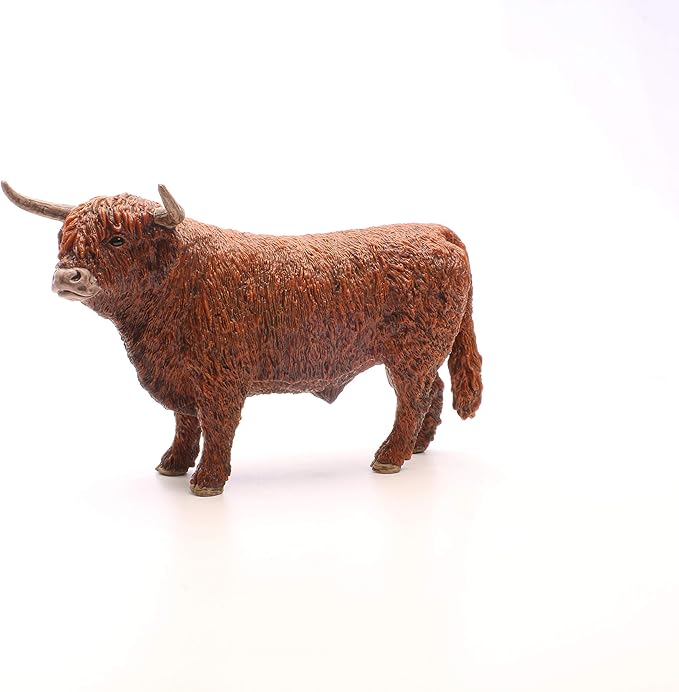 Schleich Farm World Realistic Highland Bull Cow Animal Figurine - Highly Detailed and Durable Farm Animal Toy, Fun and Educational Play for Boys and Girls, Gift for Kids Ages 3+ - Figurio