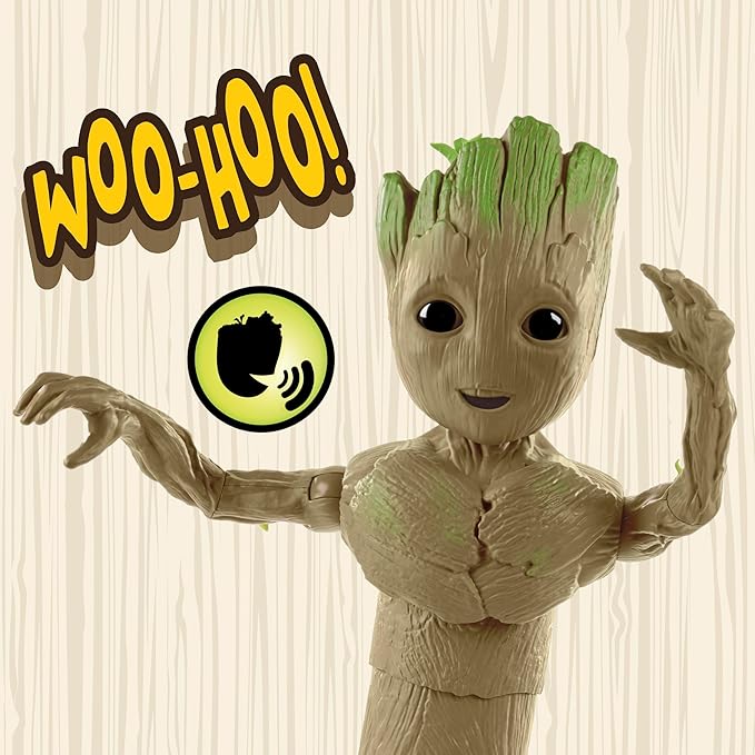 Marvel Studios I Am Groot Groove 'N Grow Groot, 13.5-Inch Interactive Action Figure, Responds to Music and Sounds, Super Hero Toys for Kids 4 and Up - Figurio