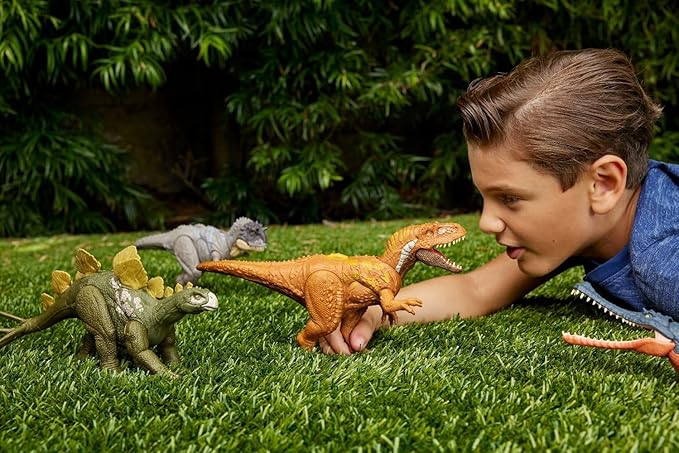 Jurassic World Wild Roar Megalosaurus Dinosaur Figure with Continuing Roar Sound & Attack Action, Posable Physical Toy & Digital Play - Figurio