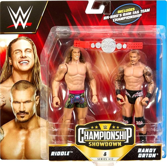 Mattel WWE Randy Orton & Matt Riddle Championship Showdown Action Figure 2-Pack with RAW Tag Team Championship, 6-inch - Figurio