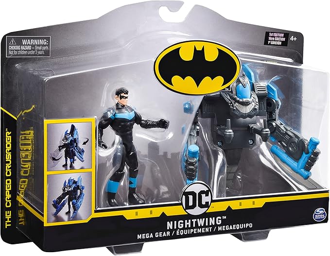 DC Comics Batman, 4-Inch Nightwing Mega Gear Deluxe Action Figure with Transforming Armor - Figurio