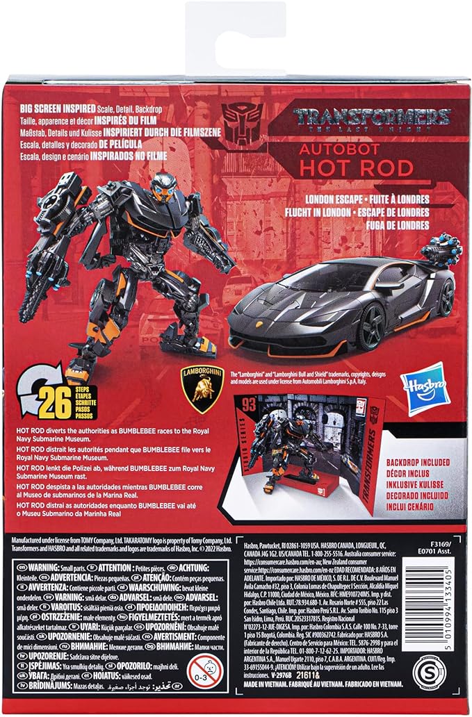 Transformers Toys Studio Series 93 Deluxe Class The Last Knight Autobot Hot Rod Action Figure - Ages 8 and Up, 4.5-inch - Figurio