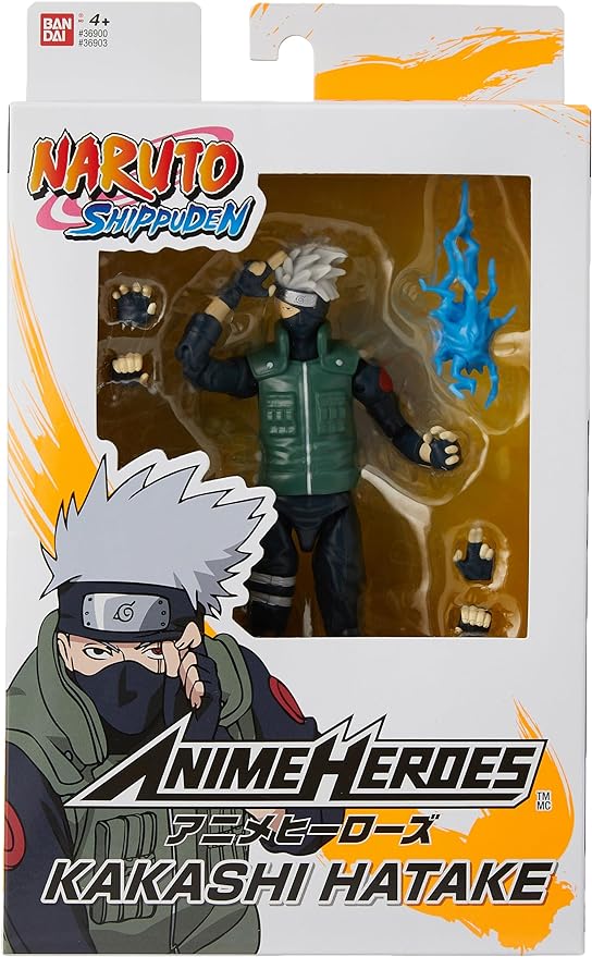 BANDAI Anime Heroes Naruto Action Figure Hatake Kakashi | 17cm Naruto Figure Hatake Kakashi Figure with Extra Hands and Accessories | Naruto Shippuden Anime Figure Action Figures for Boys and Girls - Figurio