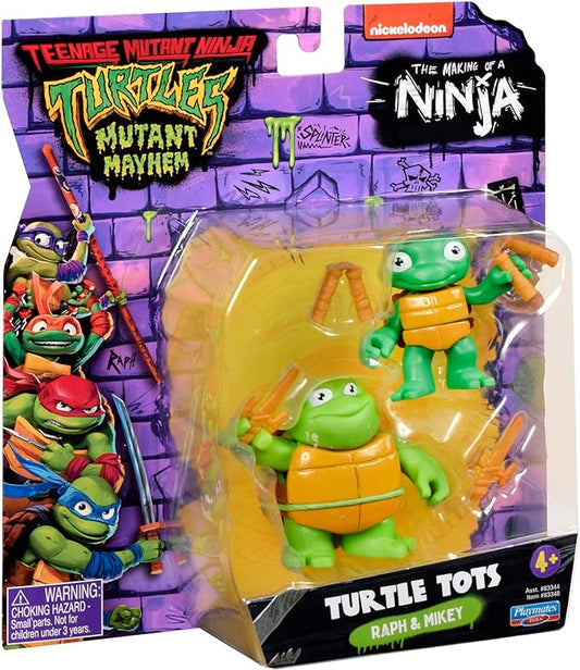 Teenage Mutant Ninja Turtles 83291 Turtle Tots Action Figure 2-Pack Featuring Michelangelo and Raphael. Ideal Present for Boys 4 to 7 Years and TMNT Fans - Figurio