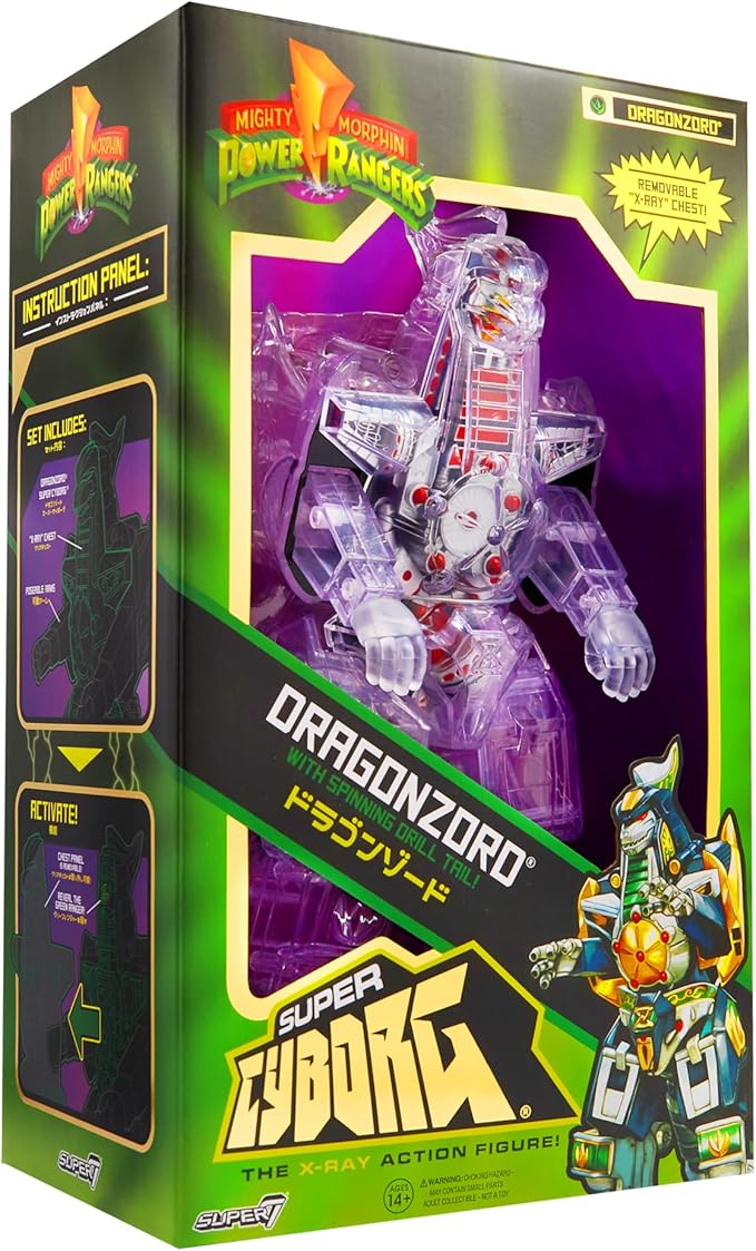 Super7 Super Cyborg Mighty Morphin Power Rangers Dragonzord (Clear) - 11" Power Rangers Action Figure Classic TV Show Collectibles and Retro Toys - Figurio