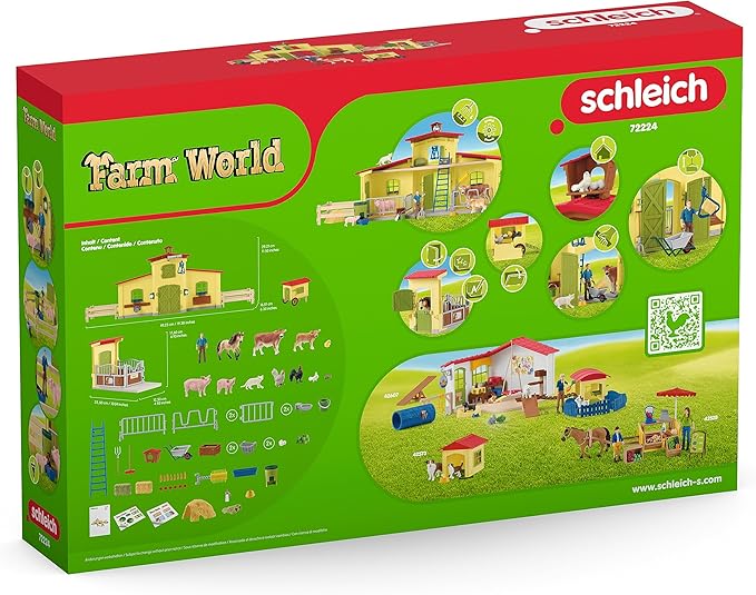 Schleich Farm World Giant 123-Piece Playset Pack with Farmhouse, Chicken Coop, Horse Stall, Farm Toys for Toddlers Ages 3+ - Figurio