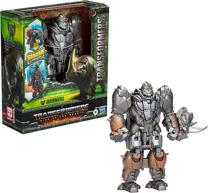 Transformers Toys Rise of The Beasts Movie, Smash Changer Rhinox Converting Action Figure for Ages 6 and up, 9-inch - Figurio