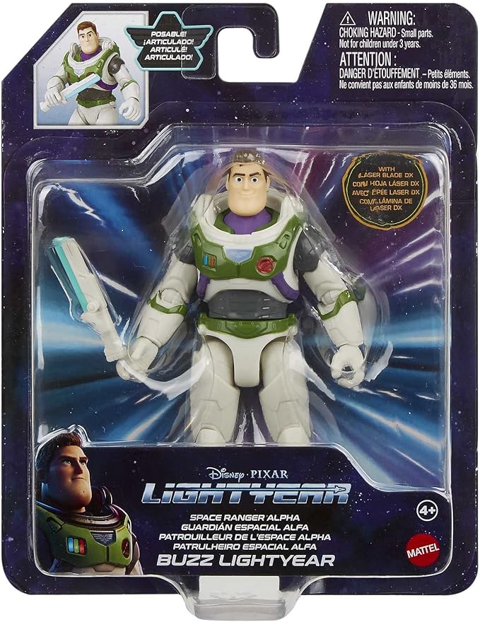 Disney Pixar Lightyear Space Ranger Alpha Buzz Lightyear Figure, Authentic Action Figure 5 Inches tall with 12 Posable Joints, Laser Blade, 4 Years & Up - Figurio