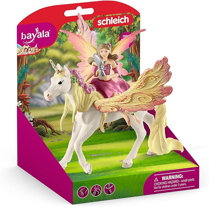 Schleich bayala Fairy Feya and Pegasus Unicorn Figurine Playset - Realistic Enchanting Fantasy Magical Fairy and Unicorn Figurine Imagination Playtime Toy Set for Boys and Girls, Gift for Kids Age 5+ - Figurio