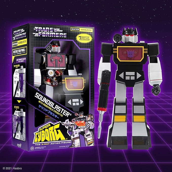 Super7 Super Cyborg Transformers Soundwave Soundblaster - 11" Transformers Action Figure with Accessories Classic Cartoon Collectibles and Retro Toys - Figurio