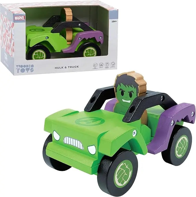 Just Play Disney Wooden Toys Hulk and Truck, Figure and Vehicle, Officially Licensed Kids Toys for Ages 18 Month, Amazon Exclusive - Figurio