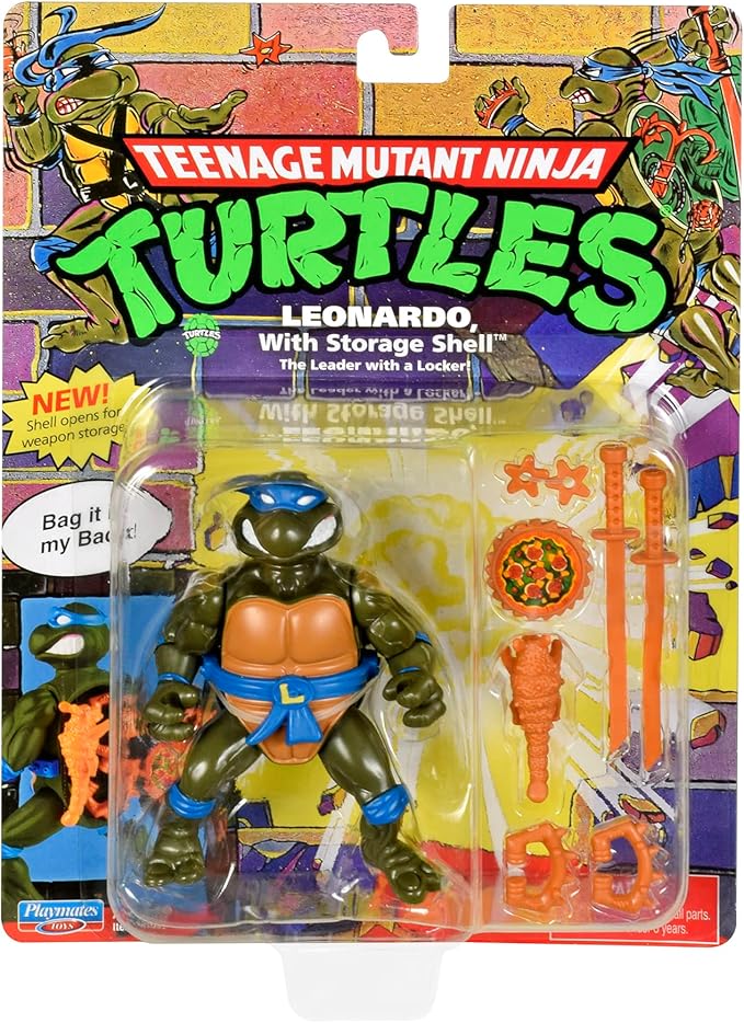 Teenage Mutant Ninja Turtles: 4” Original Classic Storage Shell Leonardo Basic Figure by Playmates Toys - Figurio